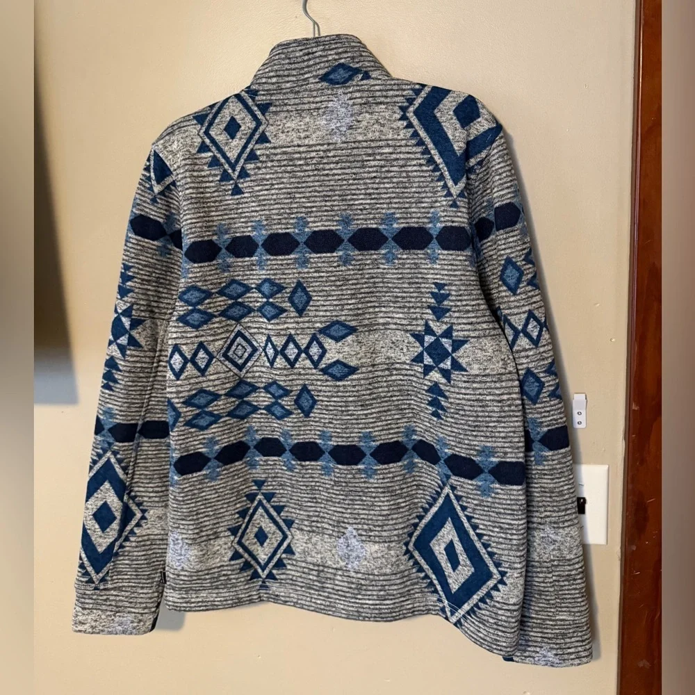 Lucky Brand Southwestern Print Los Feliz Fleece Half Zip Mock Neck
